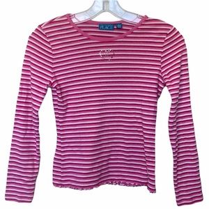 The Children’s Place  Striped Jeweled Heart Long Sleeve Shirt Size Large